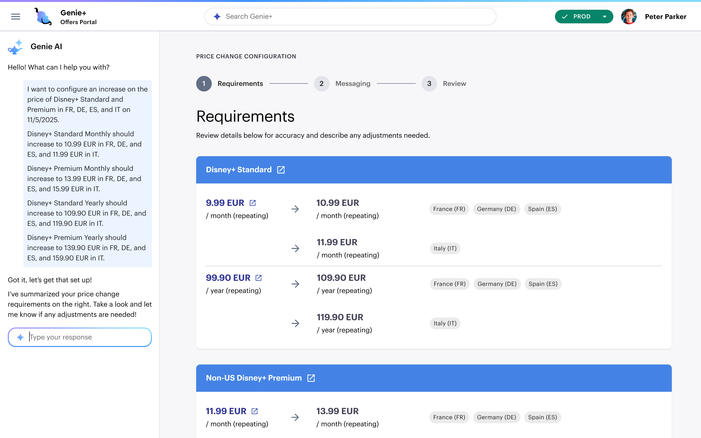 Vision concept for AI-assisted price changes