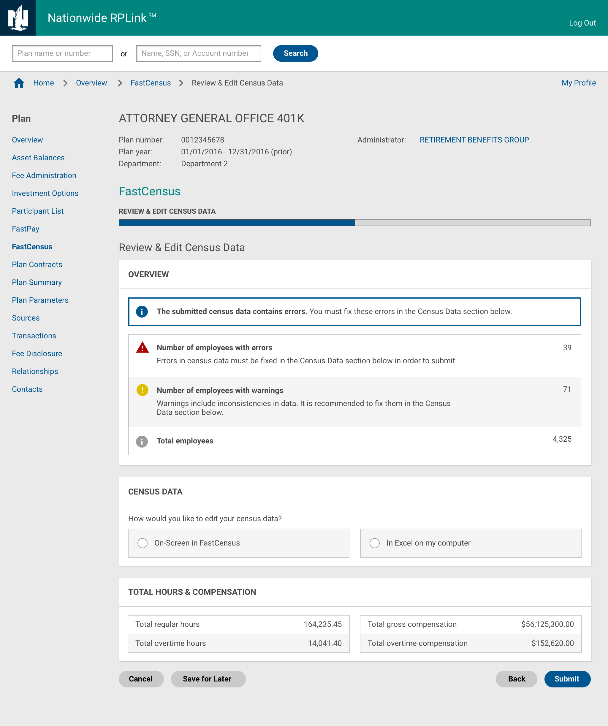 review and edit data